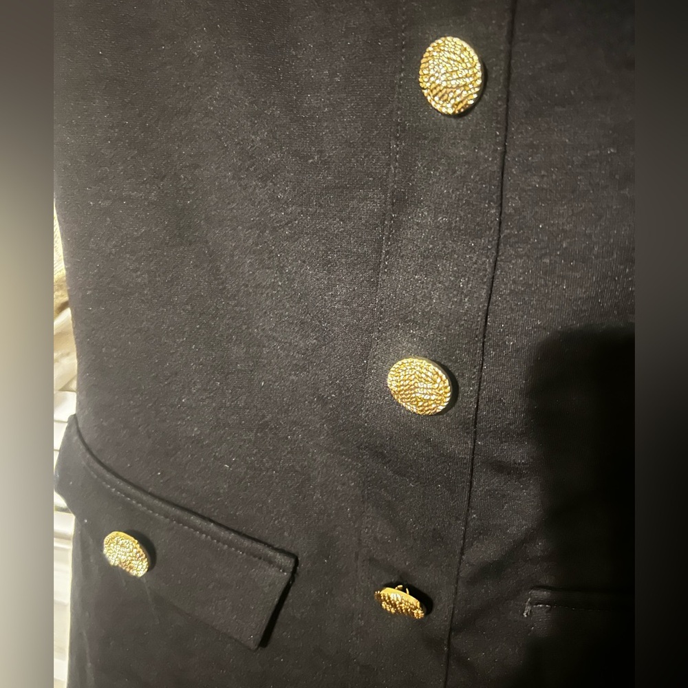 Kali Fashion Black Strapless Mini Dress with Gold Buttons - Picture 3 of 3